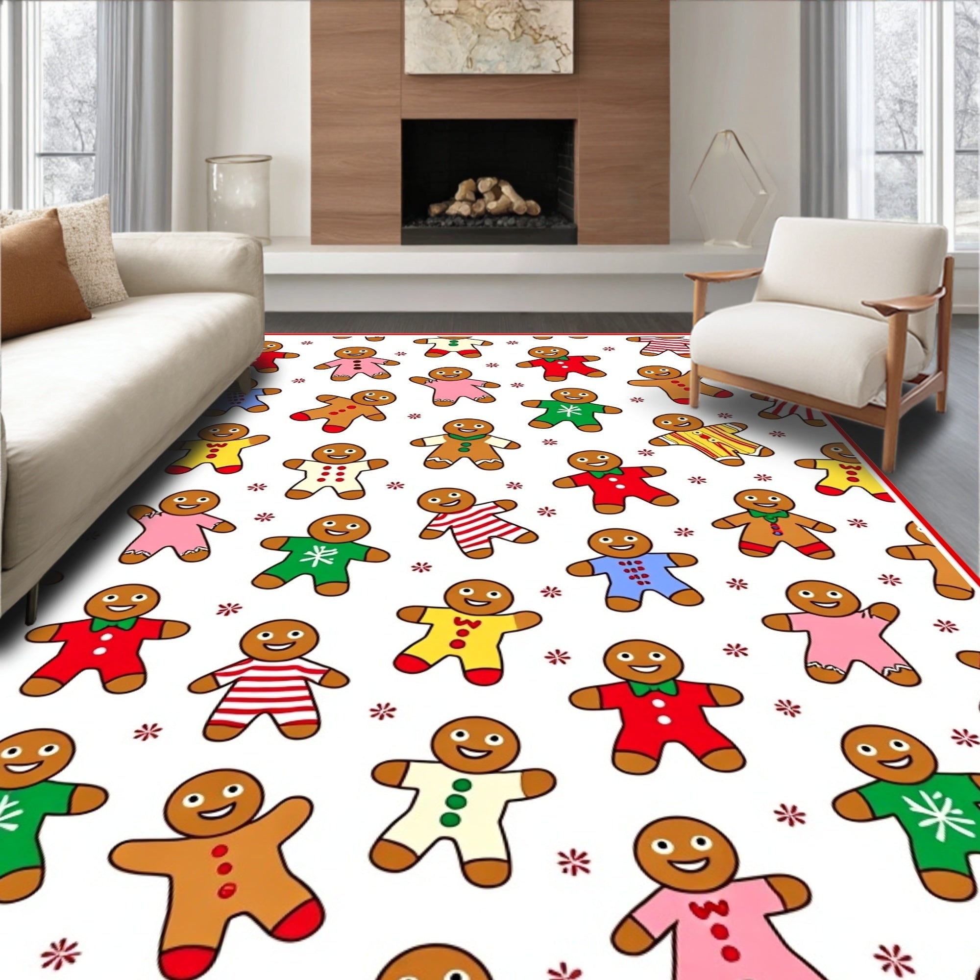 Jolly Gingerbread Men Pattern Rug