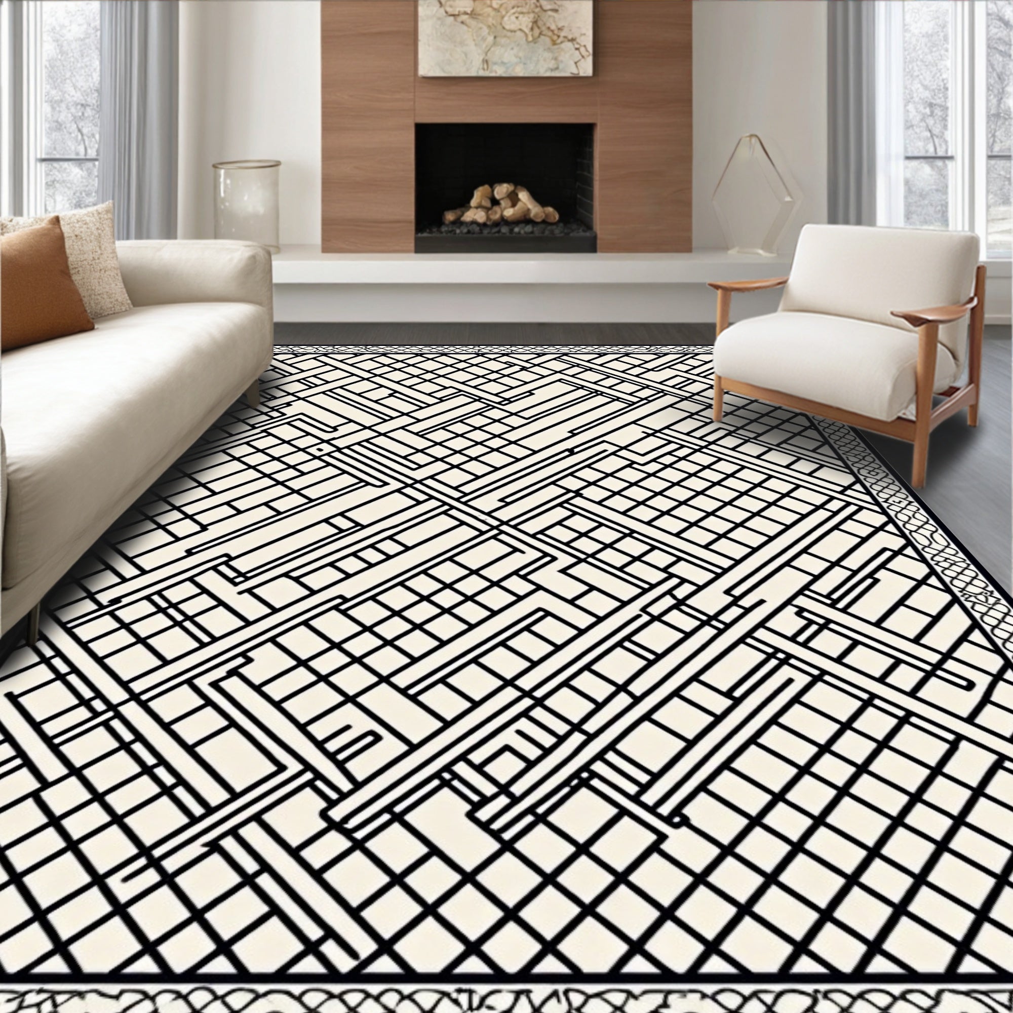 Abstract Geometric Intersecting Lines Rug