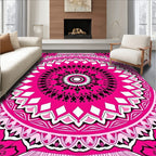 Bold Pink Mandala Pattern Design Rug