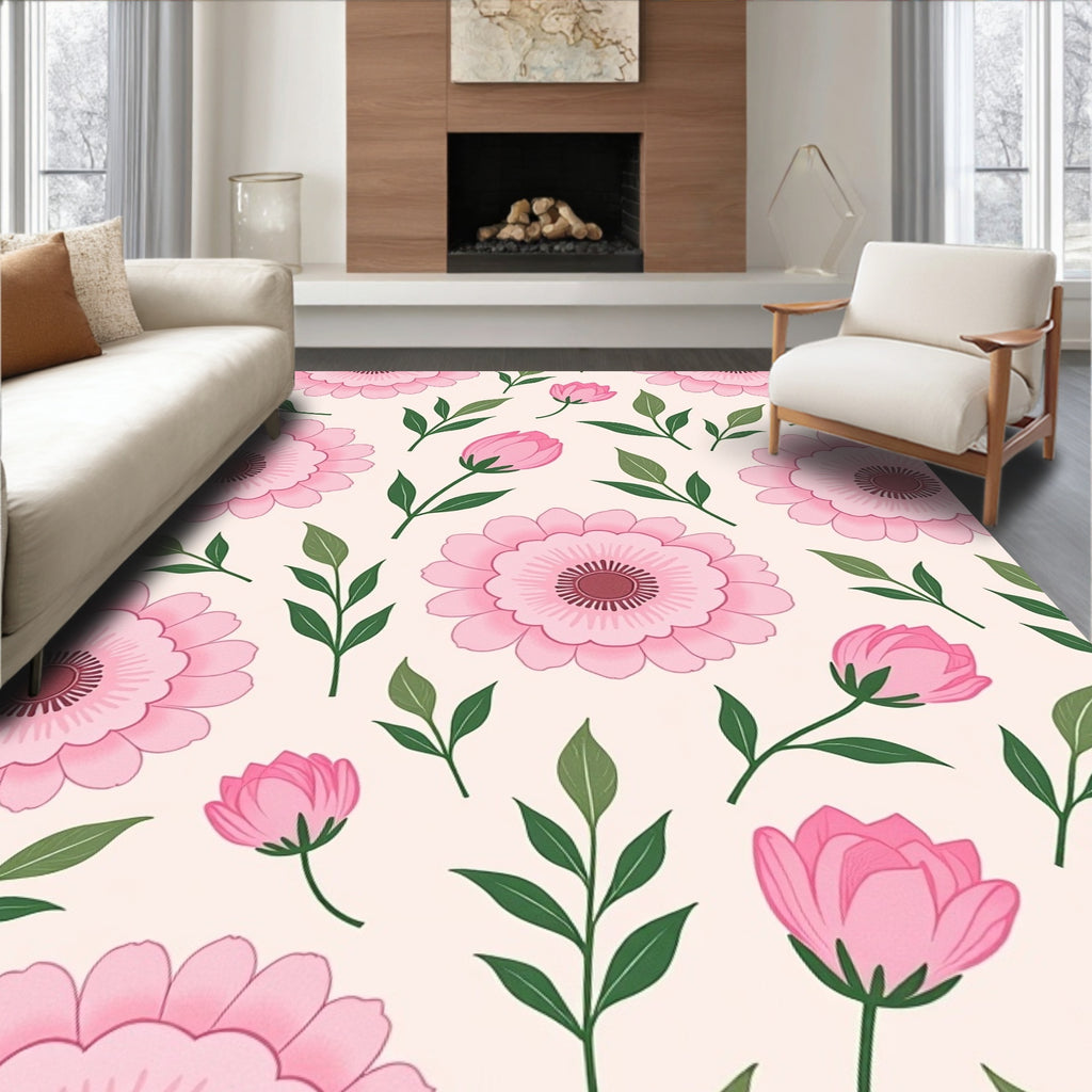 Pink Flower Petal Pattern Design Rug