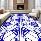 Symmetrical Blue Linear Geometric Style Rug