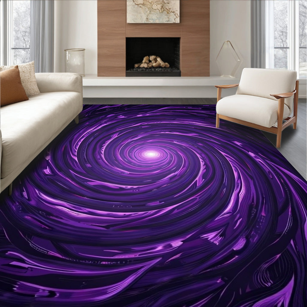 Vibrant Purple Swirl Abstract Rug