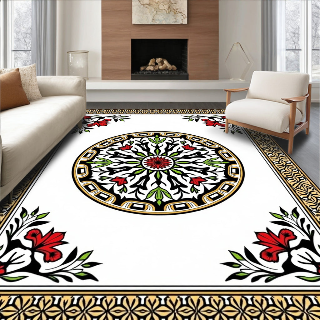 Intricate Floral Mandala Design Rug
