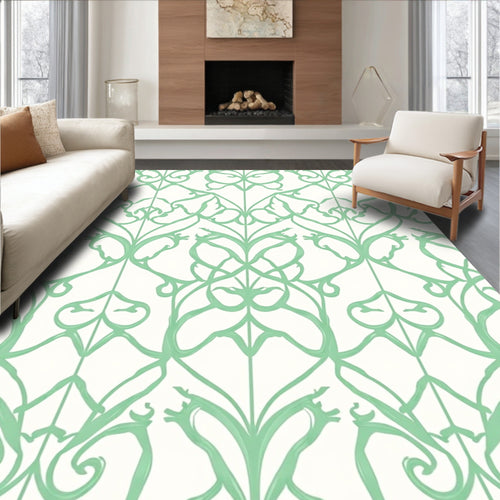 Abstract Flowing Green Pattern Rug