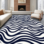 Abstract Wavy Bold Lines Design Rug