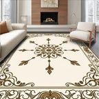 Ornate Floral Centerpiece Border Design Rug