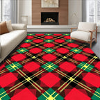 Classic Red Green Yellow Plaid Pattern Rug