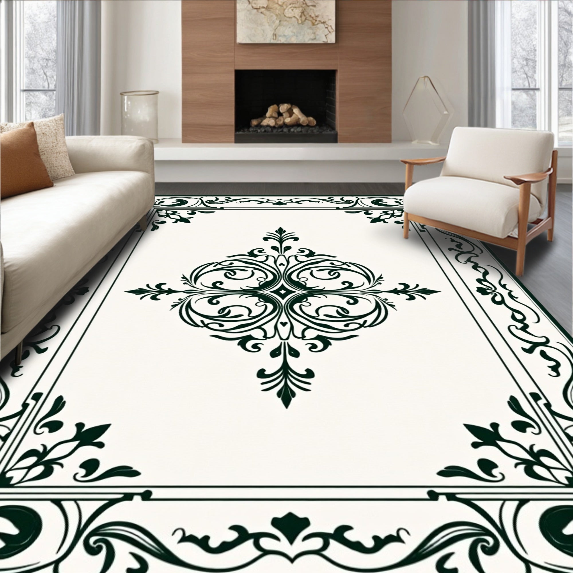 Classic Floral Scrollwork Design Rug