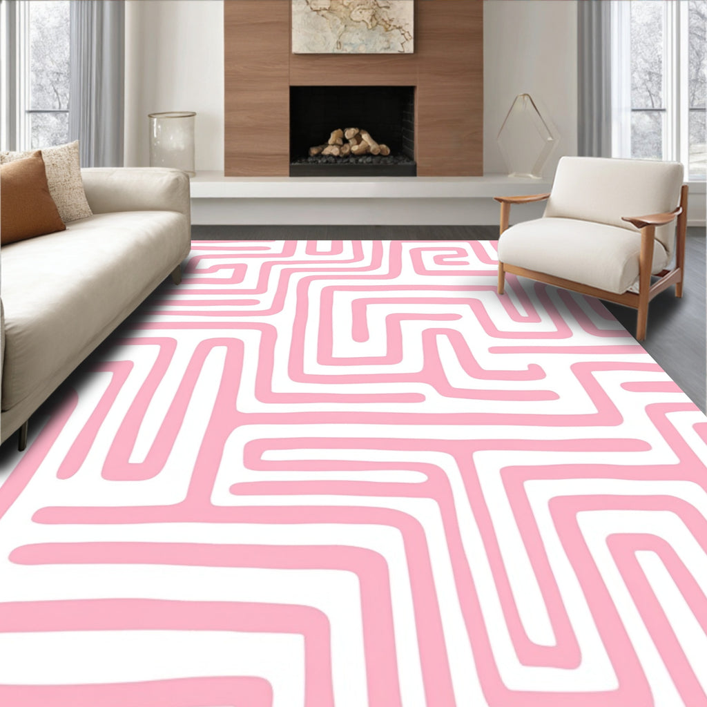 Pink Maze Pattern Rug
