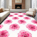 Pink Rose Patterned Floral Design Rug