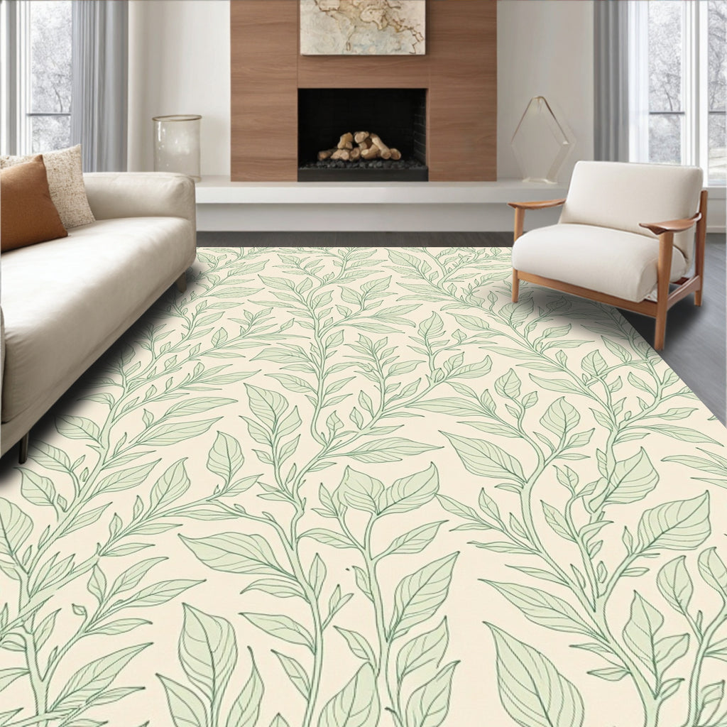 Verdant Leaf Pattern Runner Rug