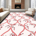 Coral Lattice Floral Pattern Rug