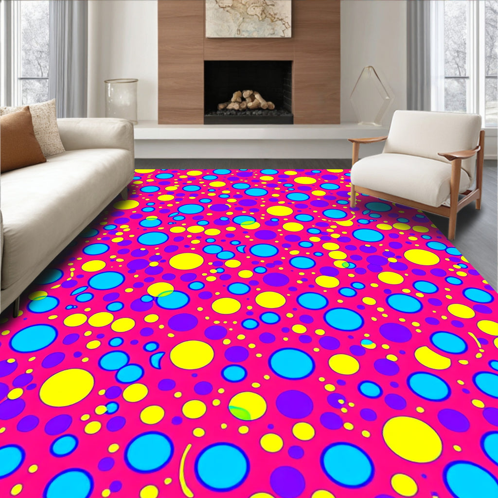 Bright Multi Colored Polka Dot Design Rug