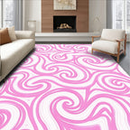 Pink Swirl Patterned Flowing Design Rug