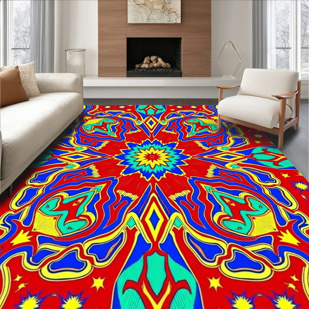 Vibrant Abstract Psychedelic Swirls Rug
