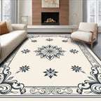 Classic Floral Border With Mandala Motif Rug