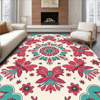 Radiant Floral Medallion Coral Teal Rug