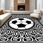 Abstract Football Maze Pattern Rug