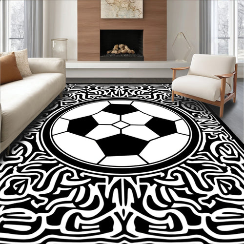 Abstract Football Maze Pattern Rug