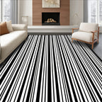 Black White Vertical Stripe Pattern Rug
