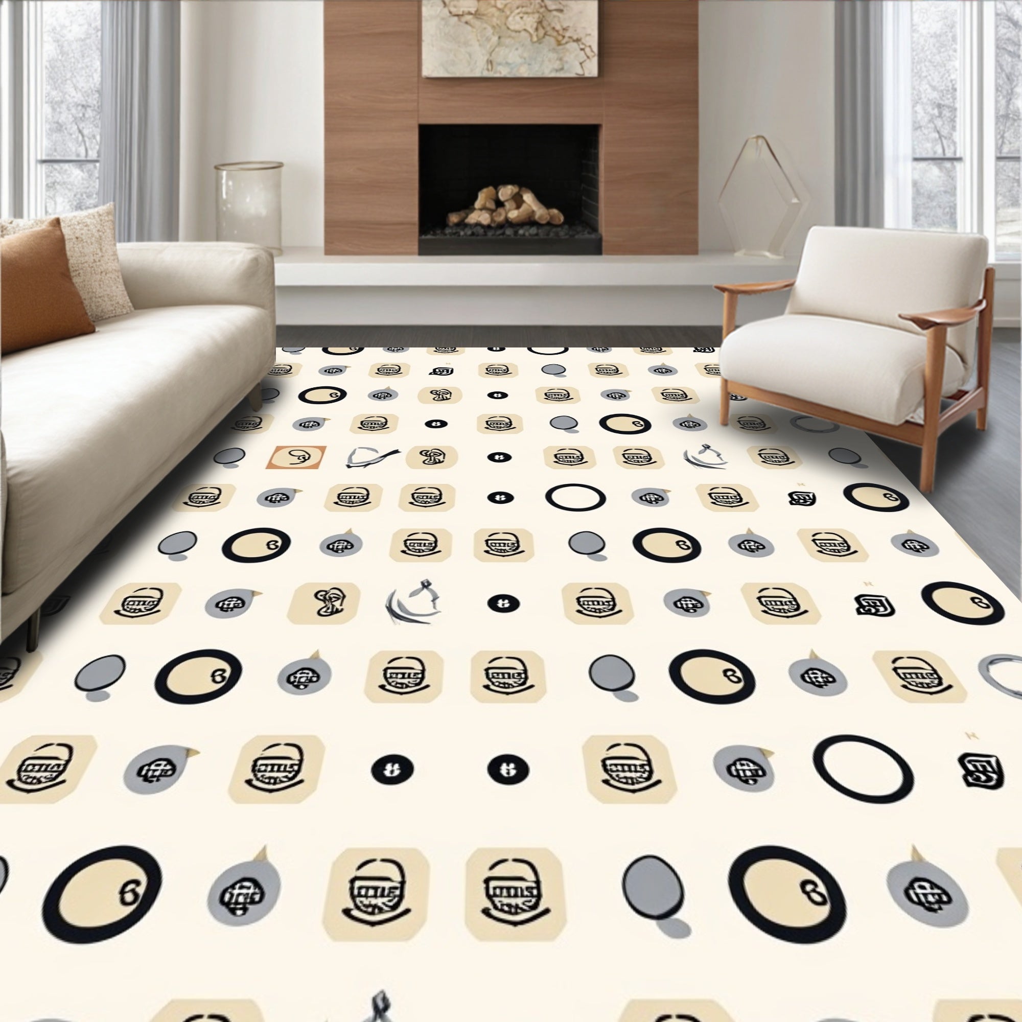 Abstract Iconography Geometric Pattern Rug