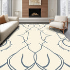 Cream And Blue Interlocking Pattern Rug
