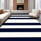Classic Navy White Horizontal Stripes Rug