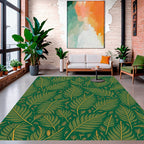 Emerald Green Feather Pattern Rug
