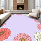 Pink Coral Cream Floral Frame Rug