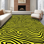 Bold Yellow Black Wavy Lines Rug