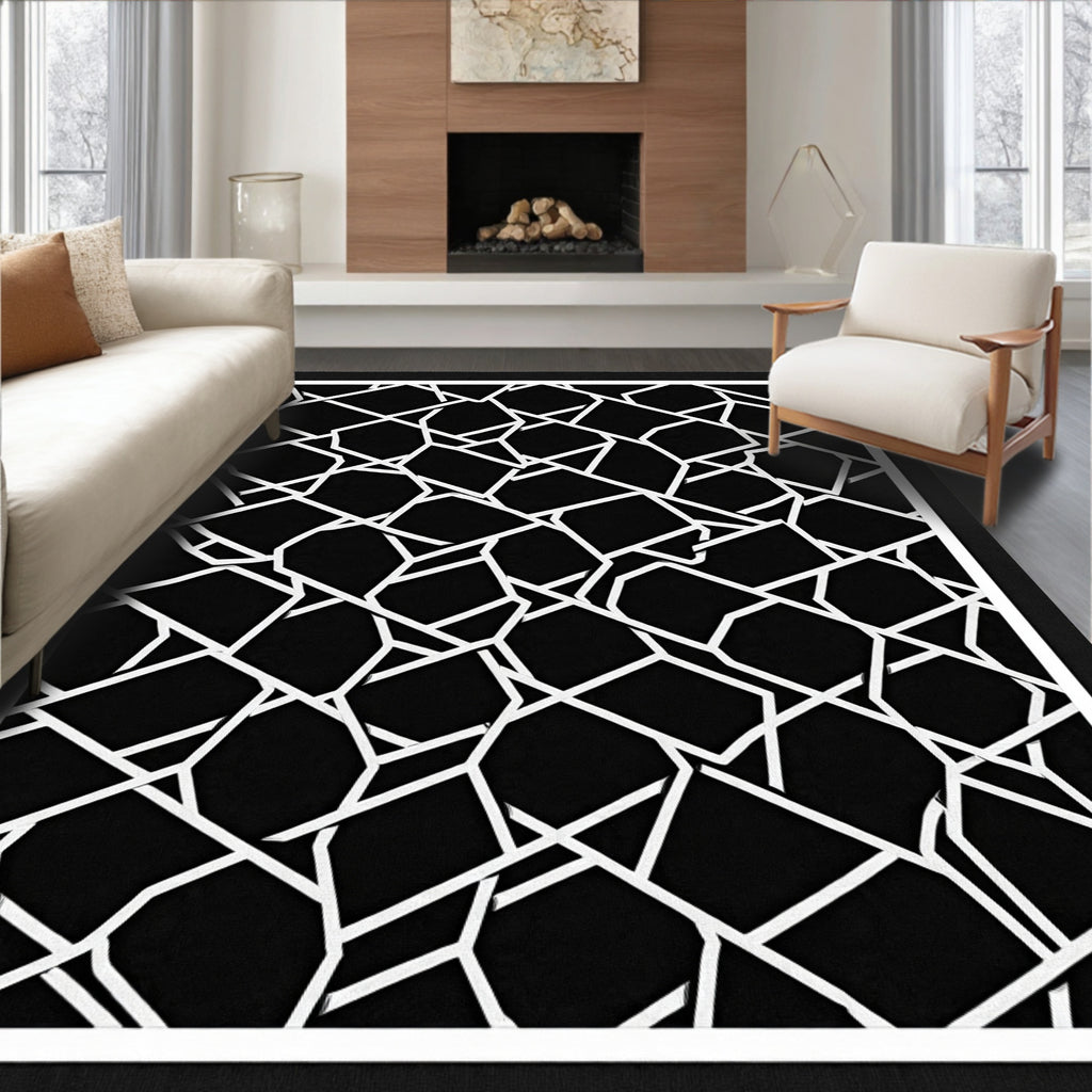 Abstract Shattered Net Pattern Rug