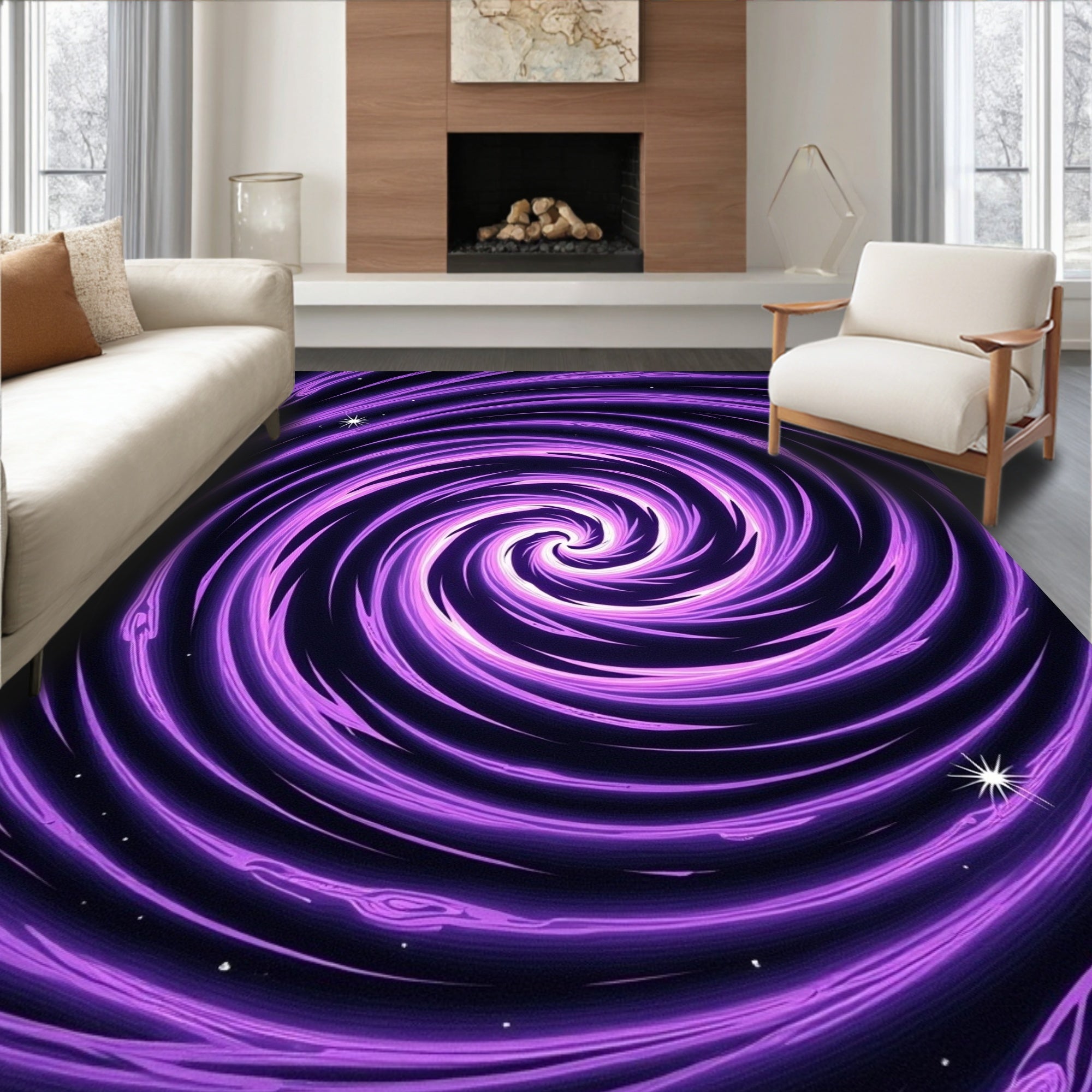 Purple Galaxy Swirl Pattern Rug