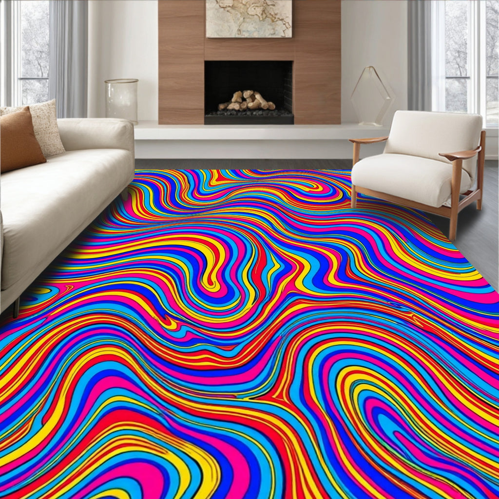 Vibrant Swirl Pattern Graphic Rug
