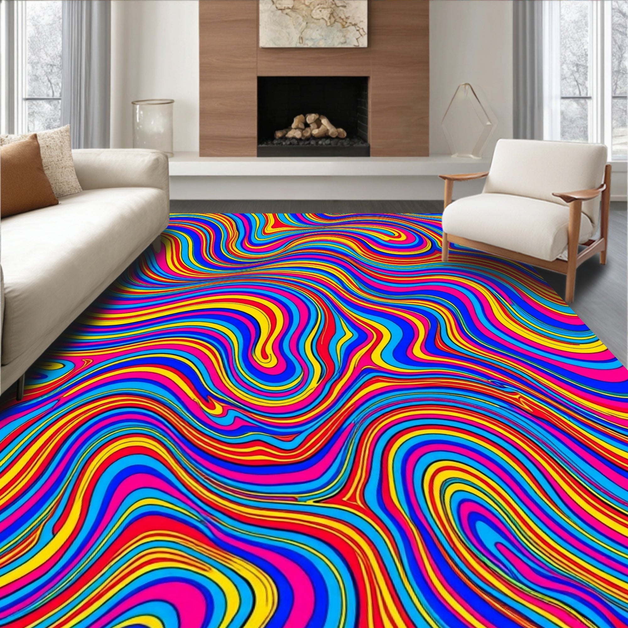 Vibrant Swirl Pattern Graphic Rug