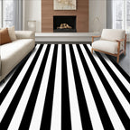 Classic Black White Vertical Stripes Rug