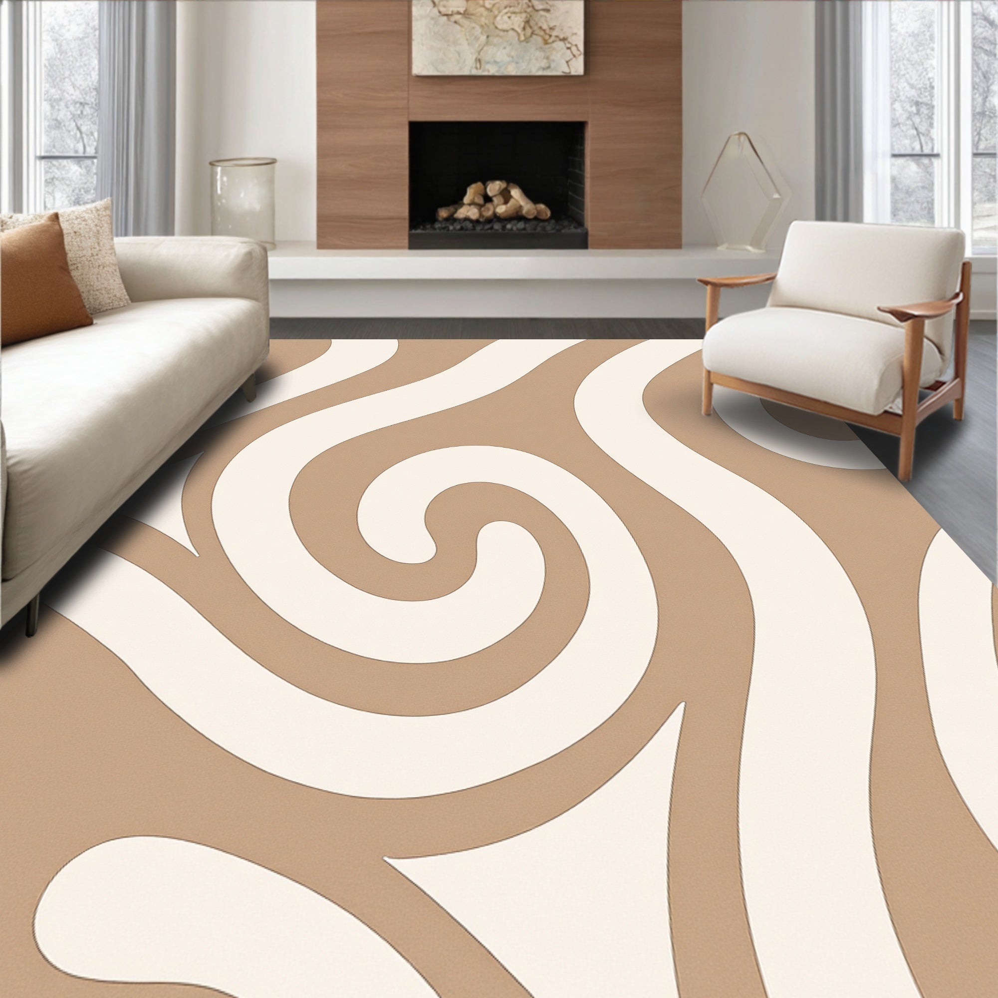Swirls Pattern Warm Tones Art Rug