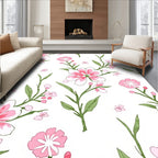 Pink Blooming Branch Watercolor Rug