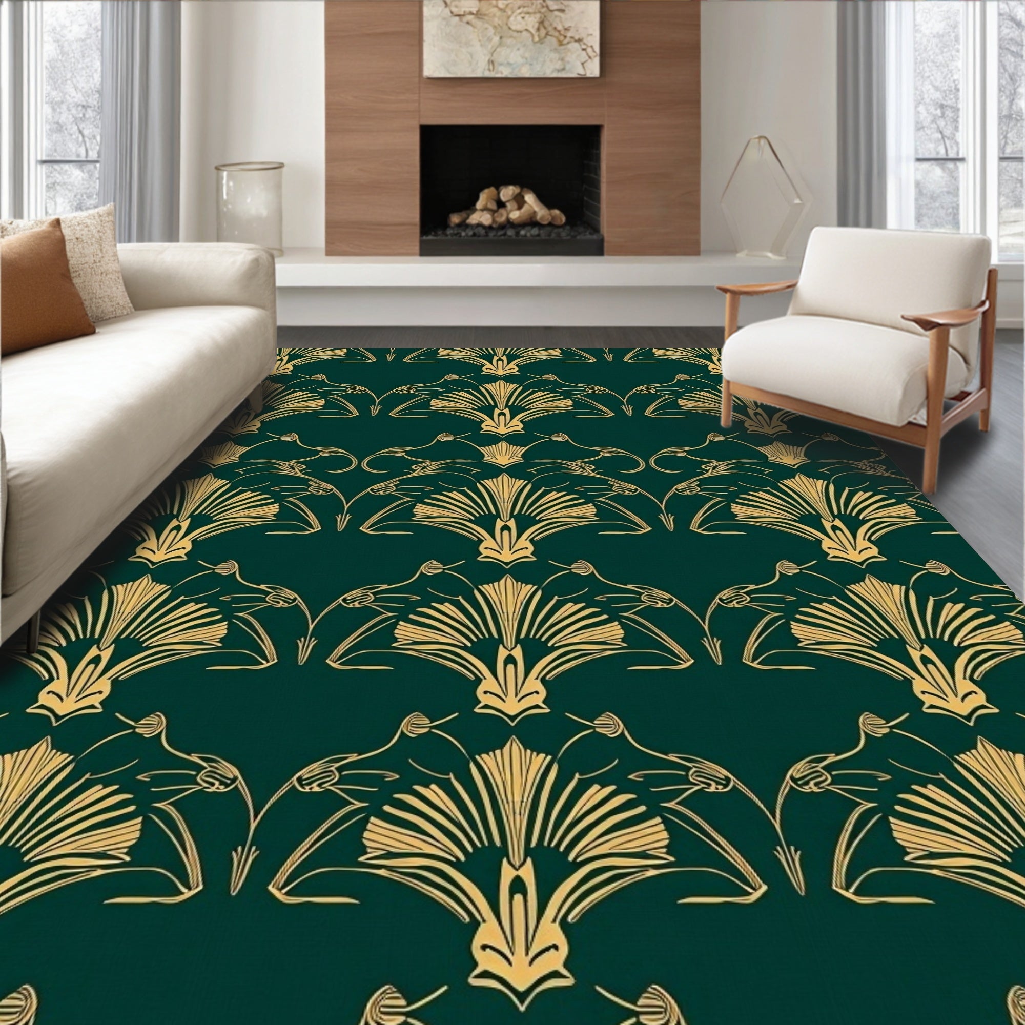 Art Nouveau Fan Pattern Rug