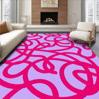 Modern Abstract Pink Swirls Rug
