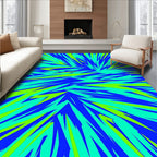 Jagged Abstract Blue Green Pattern Rug