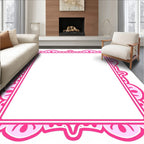Pink Scalloped Floral Design Rug