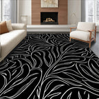 Monochromatic Botanical Abstract Pattern Rug