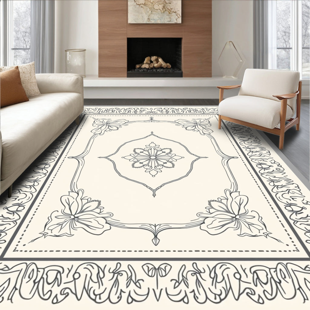 Ornate Floral Scrollwork Pattern Rug