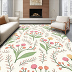 Delicate Floral Botanical Pattern Rug