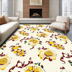 Abstract Yellow Citrus Floral Pattern Rug