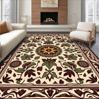 Floral Mandala Inspired Cream Rug