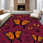 Orange Butterfly Pattern Design Rug