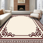 Elegant Maroon Scroll Border Pattern Rug