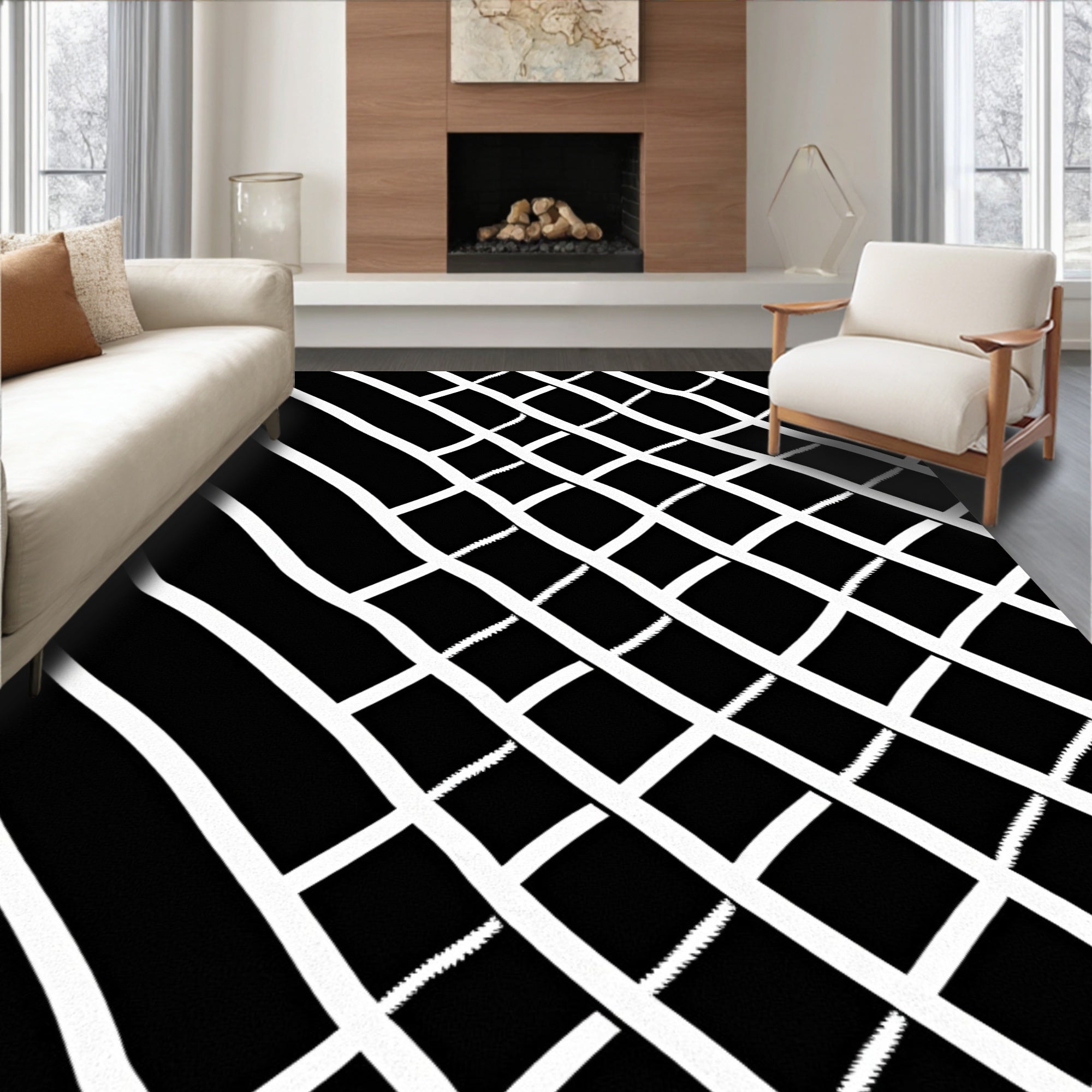 Textural Geometric Interwoven Pattern Rug