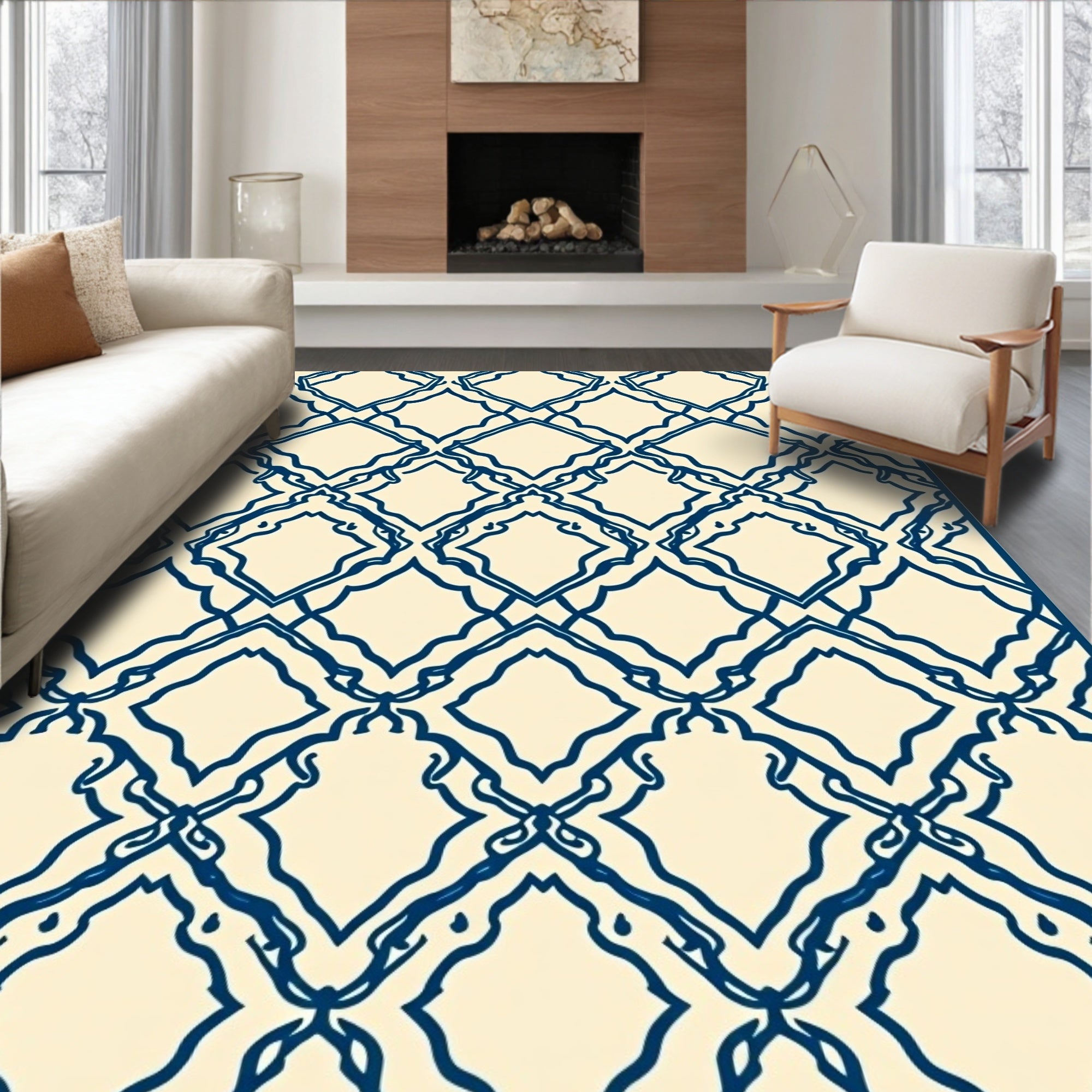Classic Diamond Lattice Pattern Rug